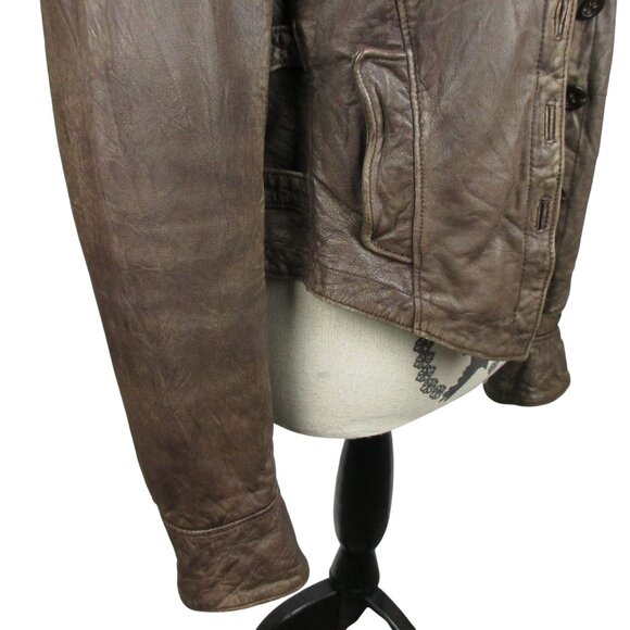Peruvian Connection100% Sheep Leather Brown Moto Newbury Jacket Size 10 Luxury - Picture 6 of 13